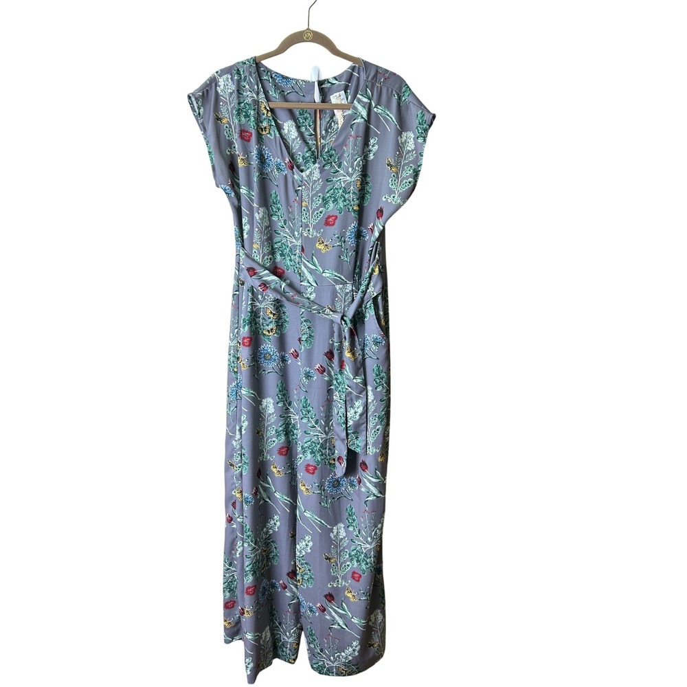 Uncle Frank Women's L Floral Print Wide Leg Jumpsuit with Belt Boho Chic Sz L